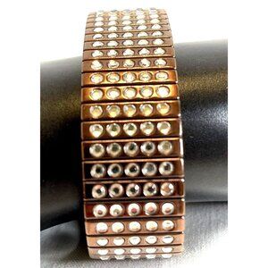 Swarovski Austrian Crystal Wide RARE 5 Row Bracelet Stretch Expansion Copper